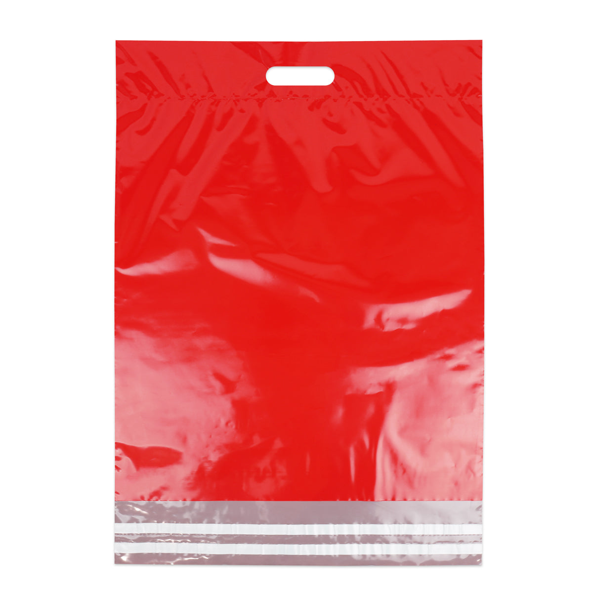 Plastikversandbeutel mit Tragegriff und doppelten Klebestreifen