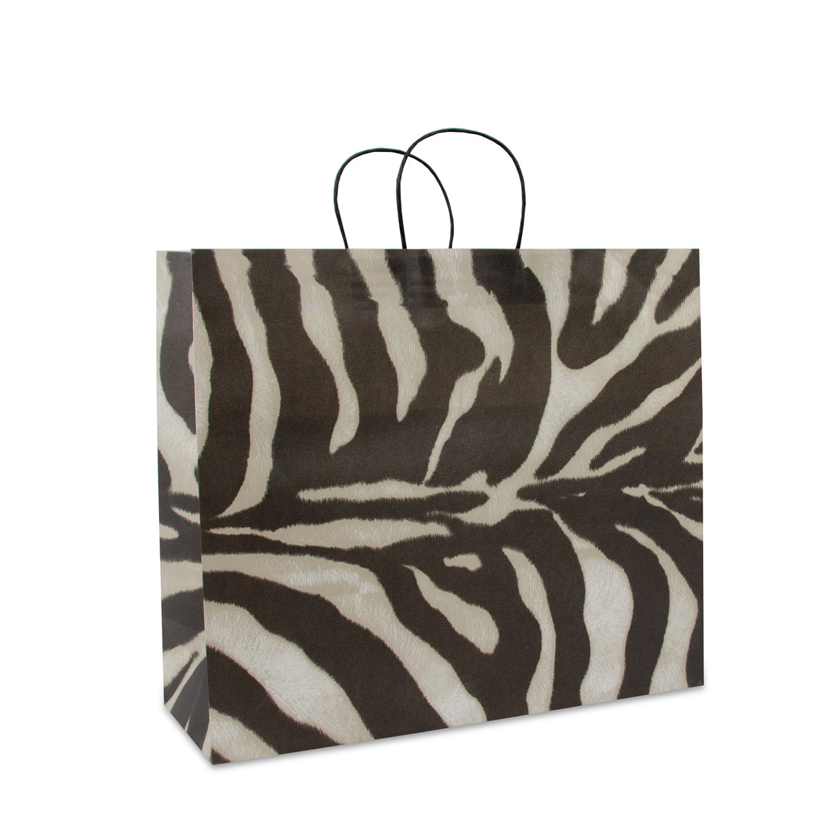 Papiertaschen mit gedrehten Griffen Zebra Look