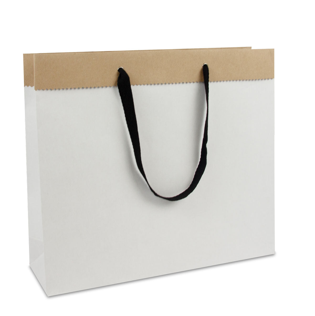 ECO Tasche Deluxe aus Duplex Papier weiss/braun , mit Tragebändern