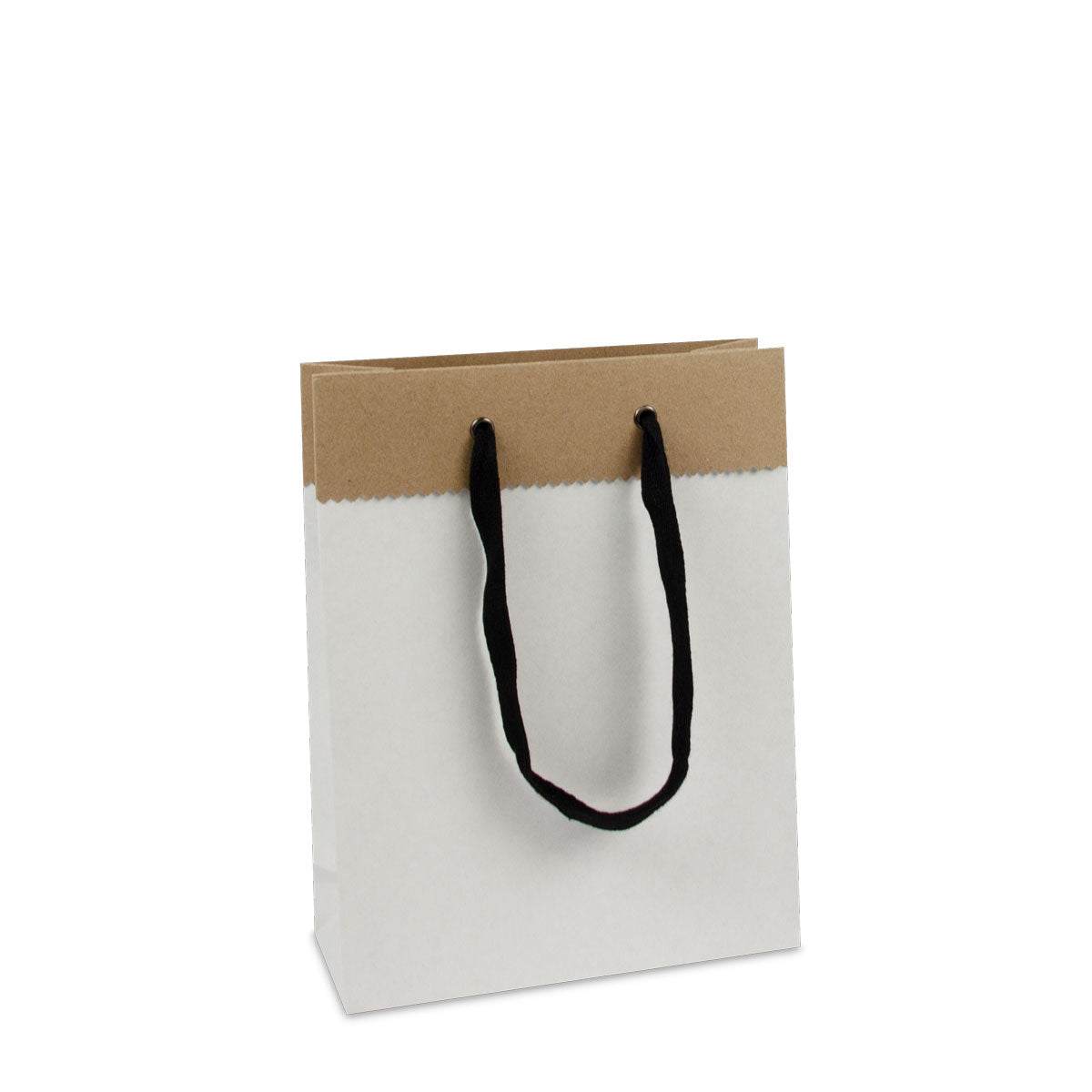 ECO Tasche Deluxe aus Duplex Papier weiss/braun , mit Tragebändern