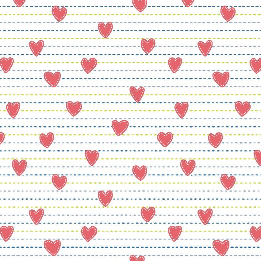 Geschenkpapier coated - Herzen u. Streifen Dessin