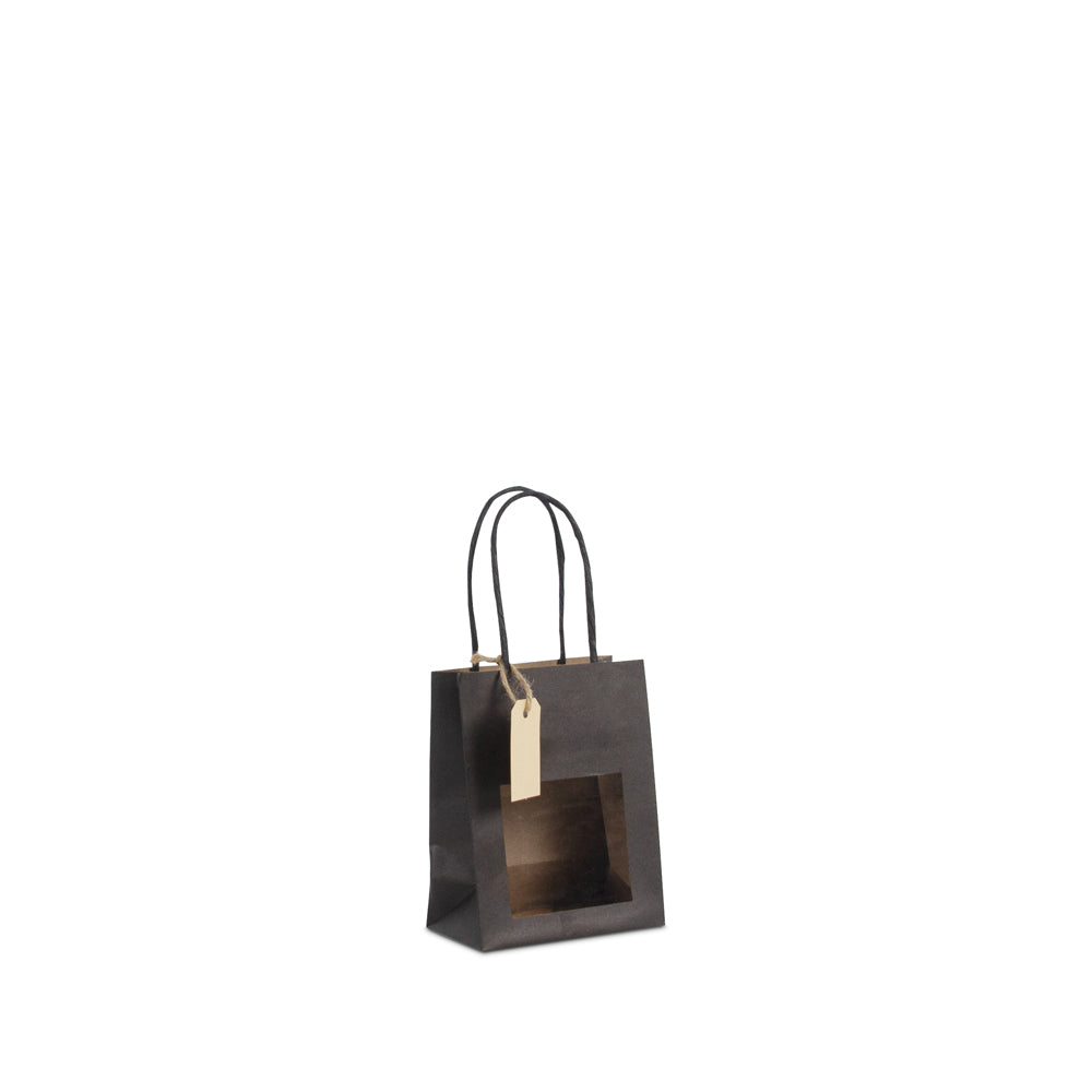 Geschenktasche mit Fenster aus Kraftpapier, mit Anhänger-Kärtchen