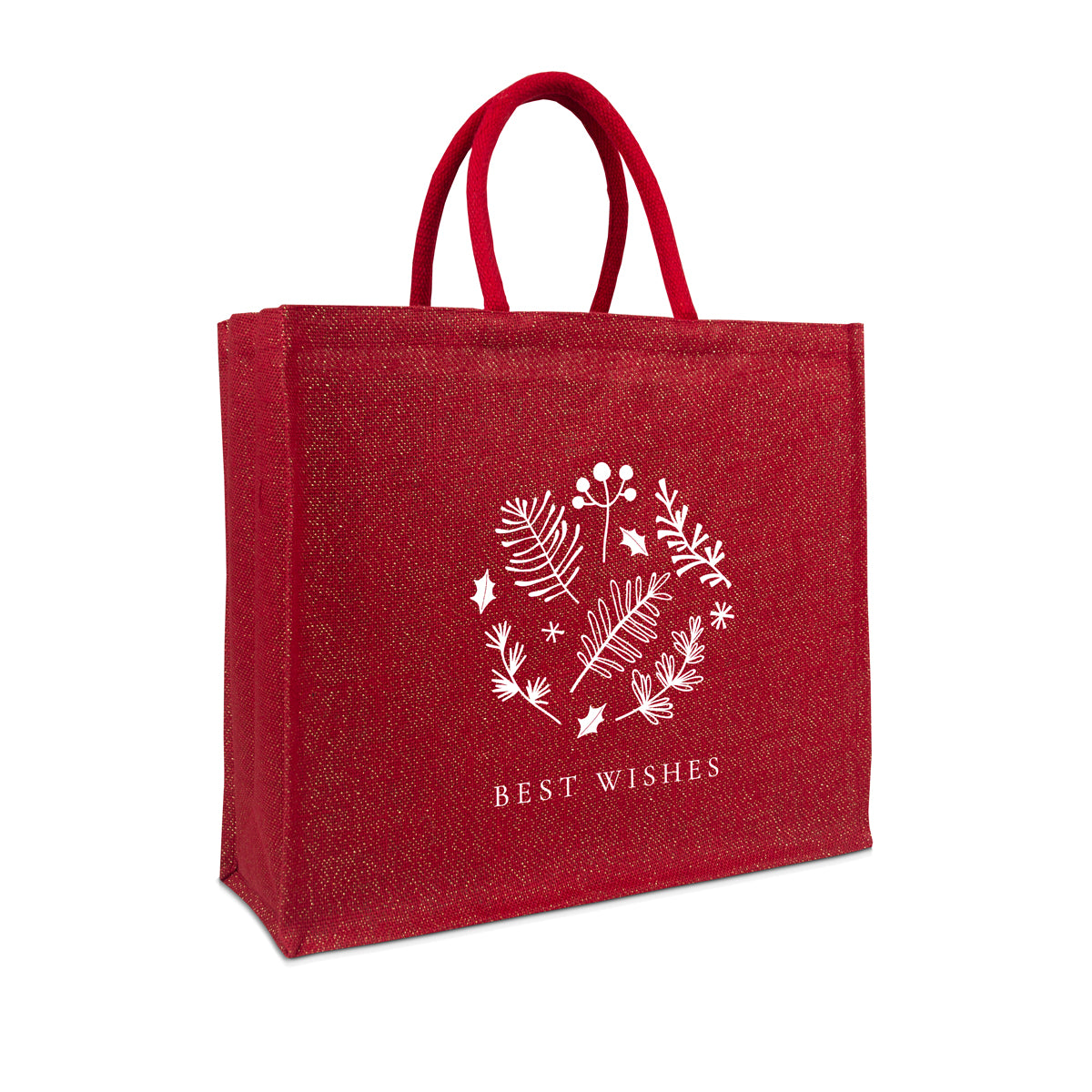 Weihnachtstaschen Jute Glitzer - Best Wishes
