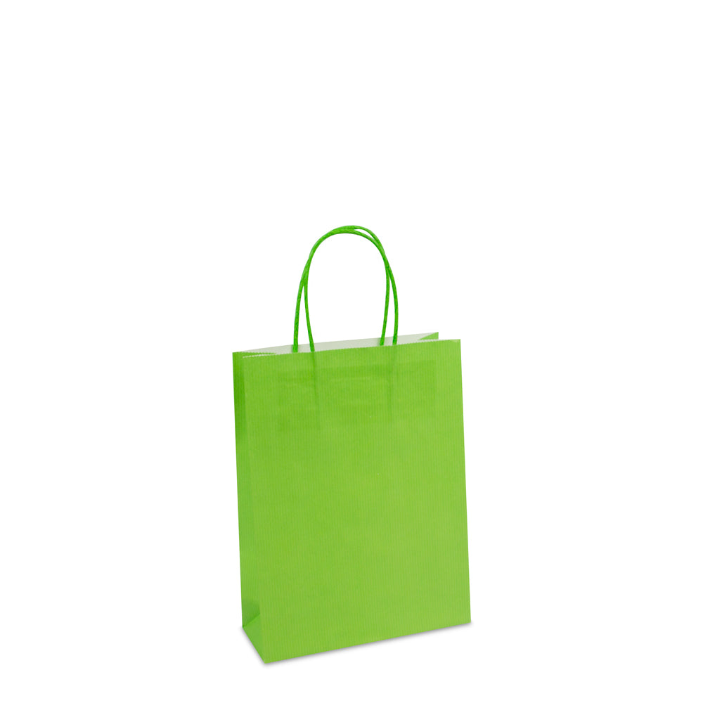 Papiertaschen mit gedrehten Griffen und Bodeneinlage