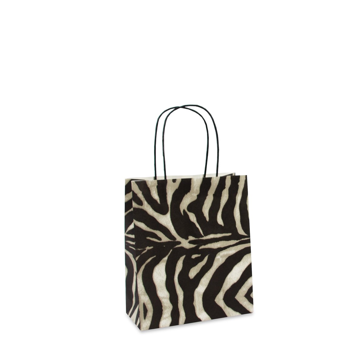 Papiertaschen mit gedrehten Griffen Zebra Look