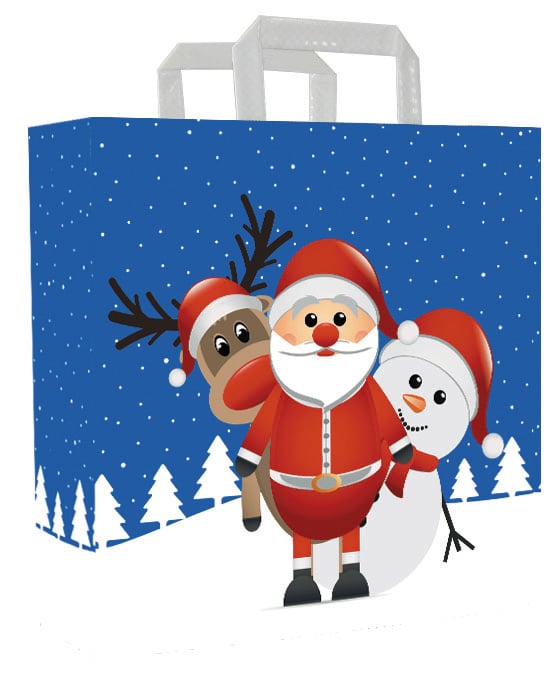 Flachhenkeltasche Weihnachten Nikolaus und Friends