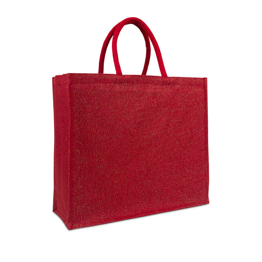 Tragetasche aus Jute farbig mit Lurex-Faden