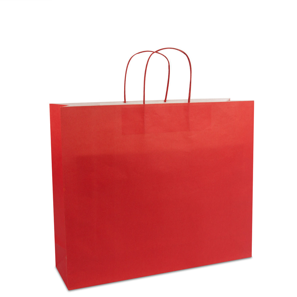 Papiertaschen mit gedrehten Griffen und Bodeneinlage