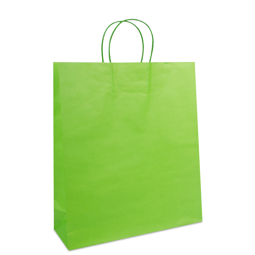Papiertaschen mit gedrehten Griffen und Bodeneinlage