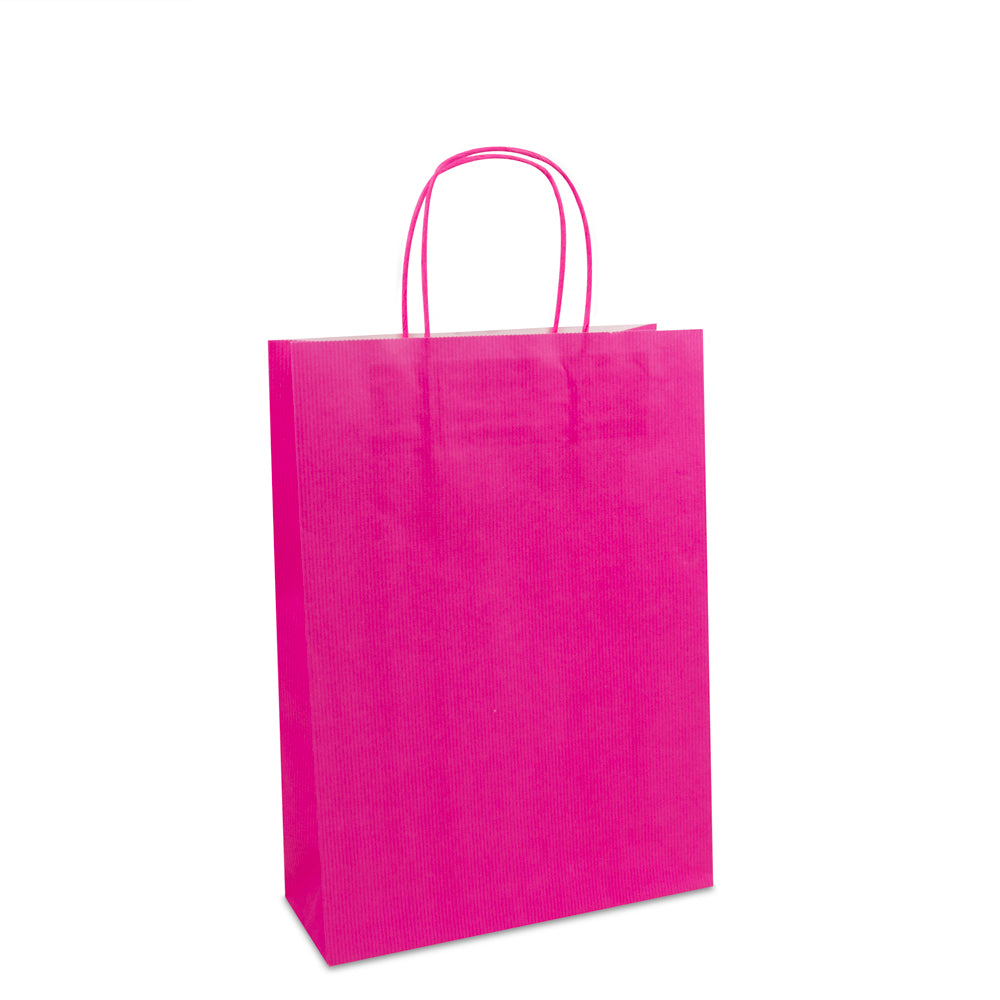 Papiertaschen mit gedrehten Griffen und Bodeneinlage