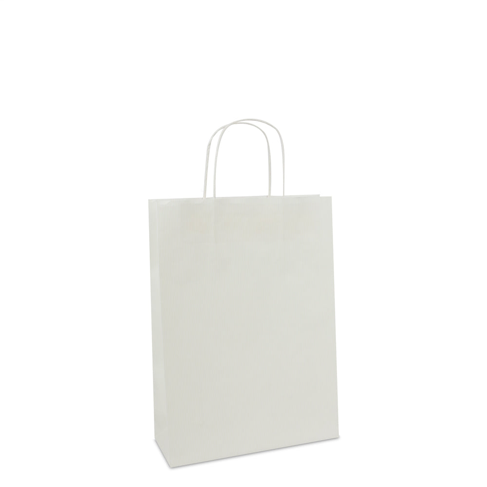 Papiertaschen mit gedrehten Griffen und Bodeneinlage