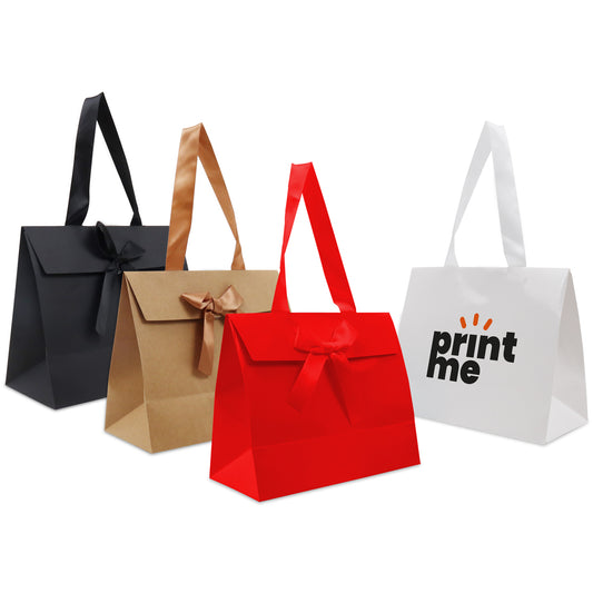 Geschenktasche Deluxe mit Schliessklappe (Klettverschluss) und Schleife