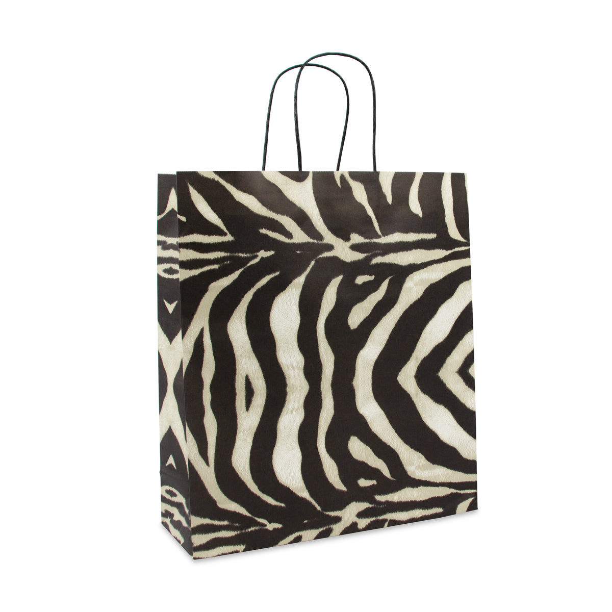 Papiertaschen mit gedrehten Griffen Zebra Look