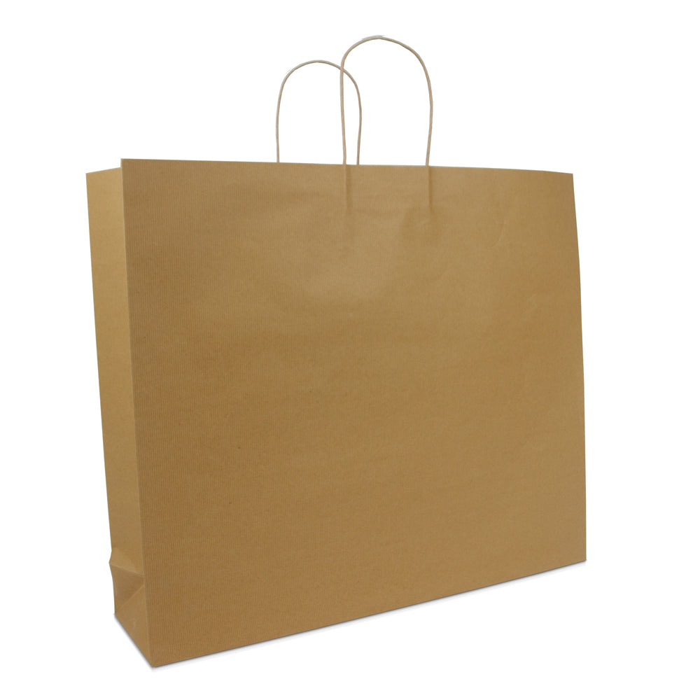 Papiertaschen mit gedrehten Griffen und Bodeneinlage