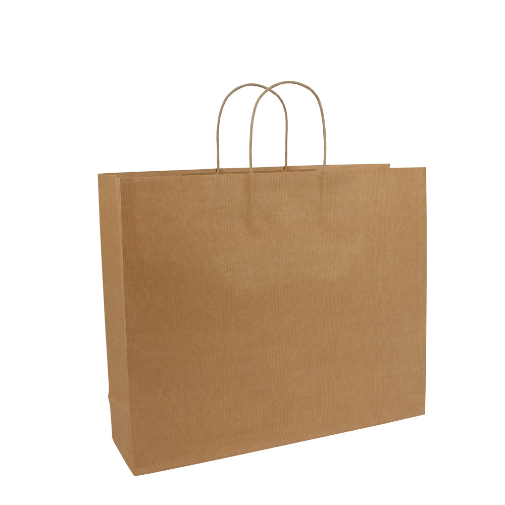 Papiertaschen mit gedrehten Griffen und Bodeneinlage