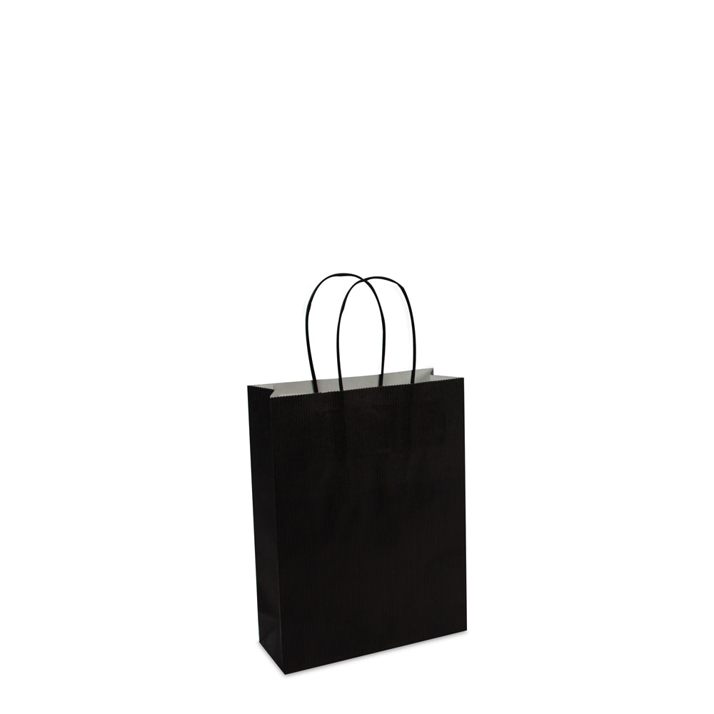 Papiertaschen mit gedrehten Griffen und Bodeneinlage