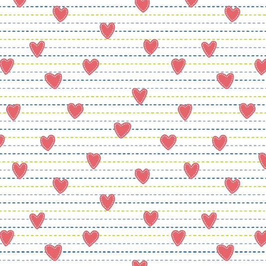 Geschenkpapier coated - Herzen u. Streifen Dessin