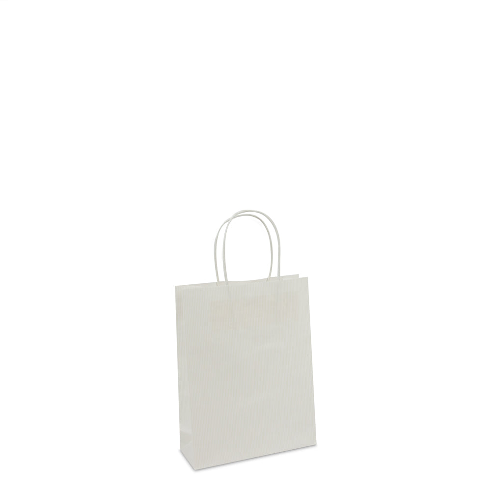 Papiertaschen mit gedrehten Griffen und Bodeneinlage