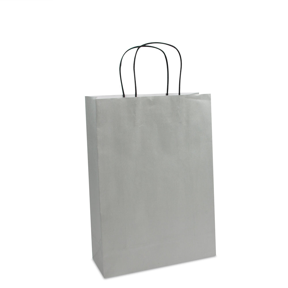 Papiertaschen mit gedrehten Griffen und Bodeneinlage