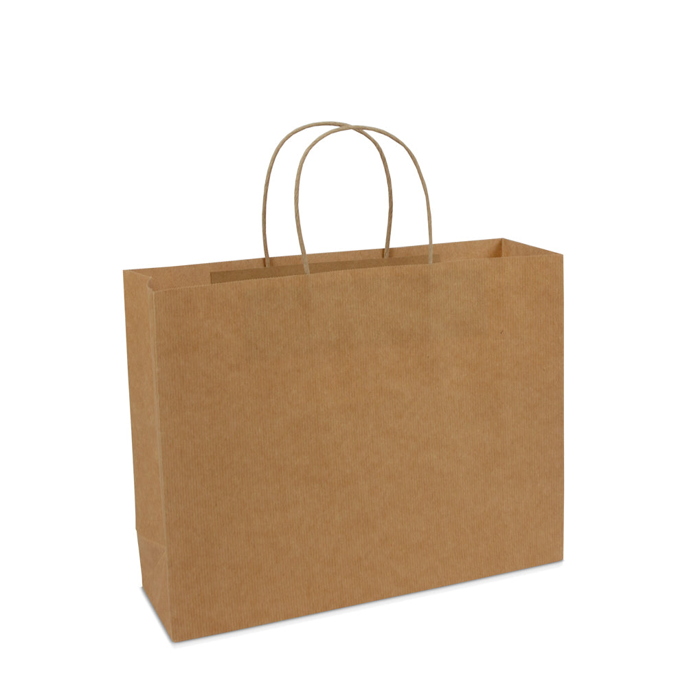 Papiertaschen mit gedrehten Griffen und Bodeneinlage